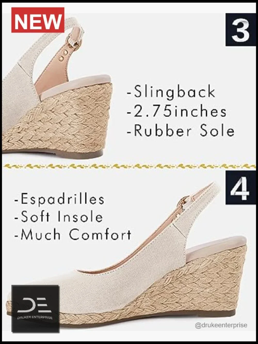 Women's Espadrille Wedge Sandals Closed Toe Slingback Buckle Strap Canvas